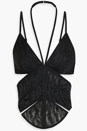 DION LEE Cutout lace bustier top