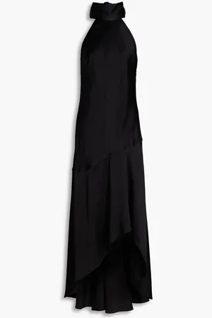 Frame Pussy-bow silk-satin maxi dress