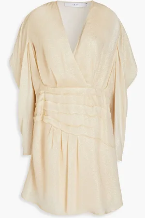 IRO Lorelle wrap-effect pleated lamé mini dress - White