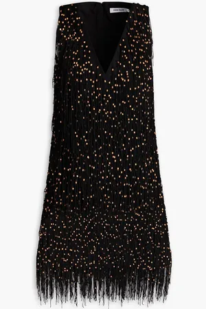 Anna Quan Beaded fringed tulle mini dress