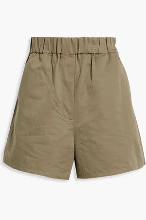 tibi Cotton and linen-blend shorts - Neutral