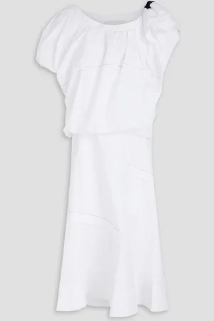 3.1 Phillip Lim One-shoulder ruffled cotton-blend poplin midi dress - Orange