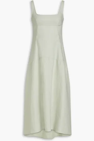 Another Tomorrow Linen midi dress - Green
