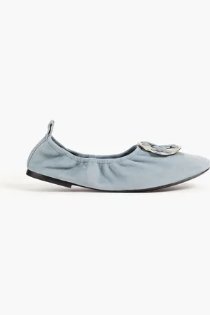 Tory Burch Embellished suede ballet flats - Blue