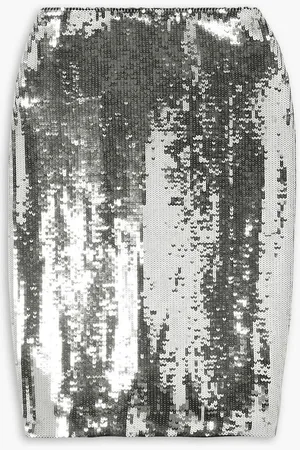 NILI LOTAN Bonne sequined jersey skirt - Metallic