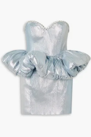 Miss Sohee Strapless embellished lamé peplum mini dress - Metallic