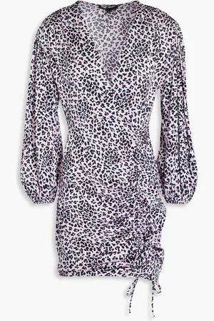 Maje Wrap-effect leopard-print satin mini dress - Pink
