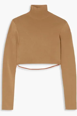Zeynep Arcay Cropped stretch-knit turtleneck top - Brown