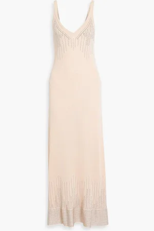 Paco rabanne Studded ribbed-knit maxi dress - Orange