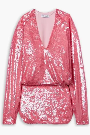 The Attico Gael draped sequined crepe mini dress