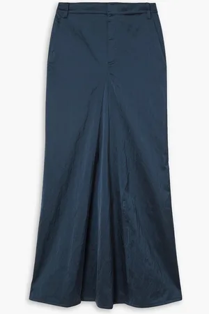 tibi Crinkled-satin maxi skirt - Blue