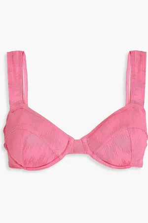 Solid Stretch-jacquard underwired bikini top