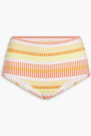 Solid Desi striped high-rise bikini briefs - Pink