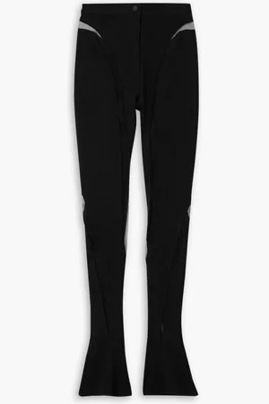 MUGLER Illusion tulle-trimmed stretch-jersey leggings