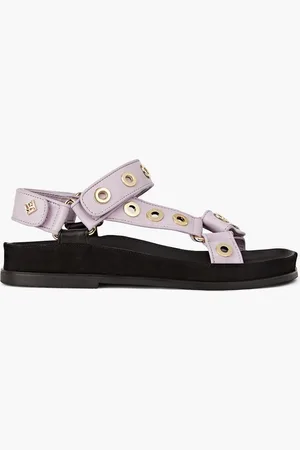 Sandro Eyelet-embellished leather sandals - Purple