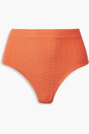 Solid Jacquard high-rise bikini briefs