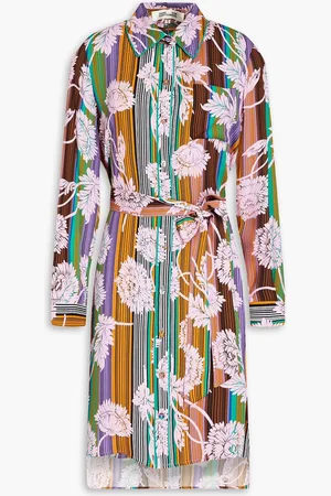 Diane von Furstenberg Prita printed crepe de chine mini shirt dress - Purple