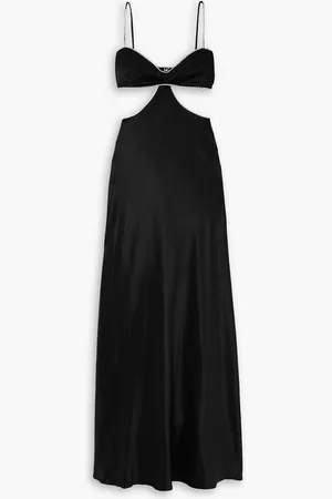 Michael Lo Sordo Crystal-embellished cutout silk-satin maxi dress