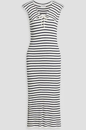 RIXO London Antibes striped ribbed-knit midi dress