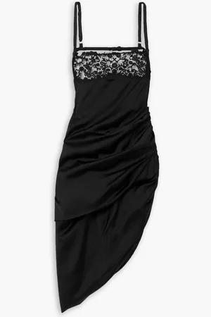 Jacquemus La Saudade Brodée asymmetric draped lace-trimmed satin mini dress