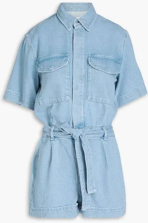 RAG&BONE Belted denim playsuit - Blue
