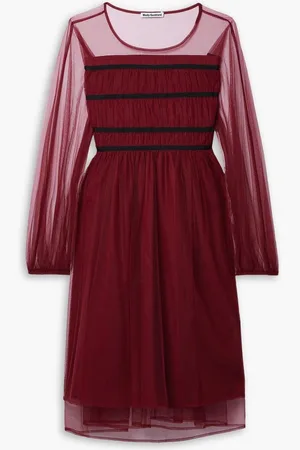 Molly Goddard Wallis gathered grosgrain-trimmed tulle midi dress