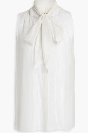 Frame Metallic silk-blend chiffon top - Metallic