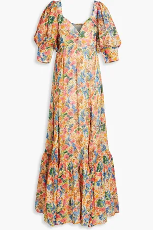 by Ti Mo Shirred floral-print crepe maxi dress