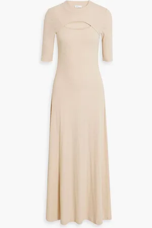 ROSETTA GETTY Cutout cotton-jersey maxi dress - Neutral