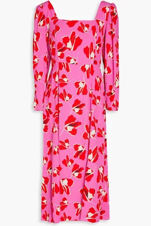 Diane von Furstenberg Joanna pleated floral-print crepe midi dress