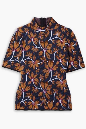 ULLA JOHNSON Flora jacquard-knit turtleneck sweater - Blue