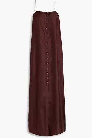 Loulou Studio Vabea silk-twill midi dress - Burgundy