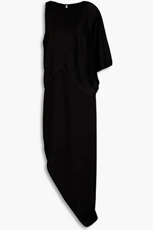 Halston Heritage Asymmetric draped satin maxi dress