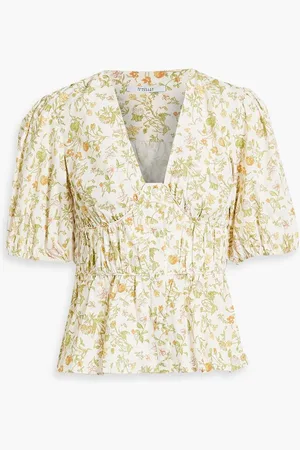 Derek Lam Maureen floral-print cotton-blend poplin top - White