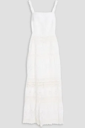 ALICE+OLIVIA Alice Olivia - Crocheted lace-paneled linen and cotton-blend maxi dress