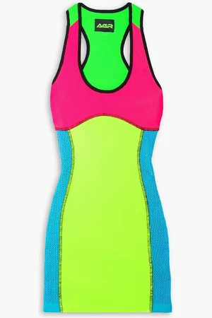 AGR Color-block stretch-knit mini dress