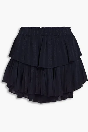 LOVESHACKFANCY Tiered leopard-print jacquard mini skirt - Blue