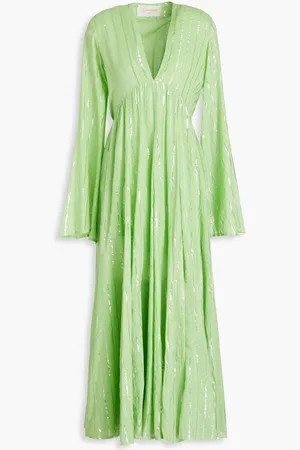 sundress Maud metallic gauze midi dress - Green