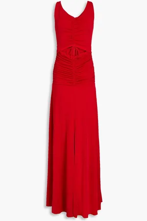 ZAC Zac Posen Ruched cutout jersey gown - Red
