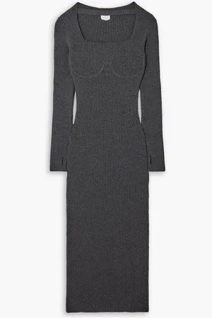 Patou Ribbed wool-blend maxi dress - Gray