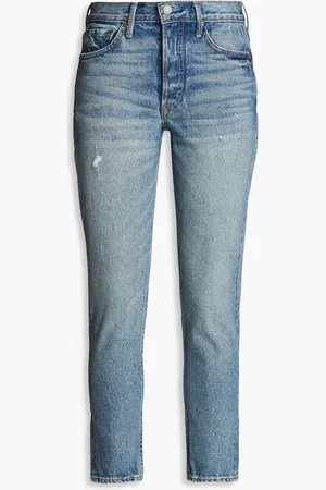 GRLFRND Karolina distressed high-rise skinny jeans - Blue