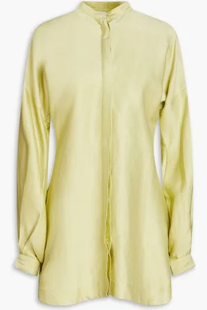 Bondi Born Bretagne satin-twill mini shirt dress - Green