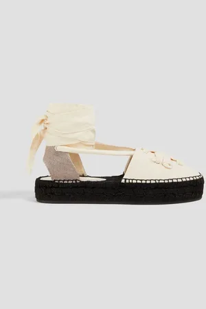 Tory Burch Double T canvas espadrille platform sandals - White