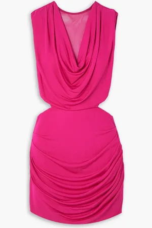 Les Rêveries Cutout draped mesh-trimmed jersey mini dress - Purple
