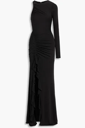 Cinq A Sept Korine one-sleeve ruched stretch-jersey maxi dress