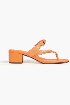 ALEXANDRE BIRMAN Clarita knotted lizard-effect leather mules