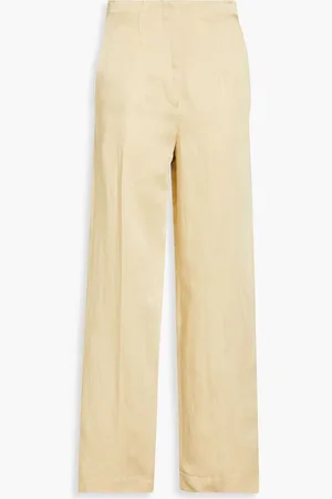 Sandro Pleated satin wide-leg pants - Yellow