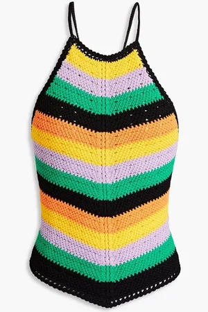 Maje Striped crochet halterneck top