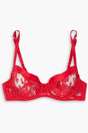 Coco De Mer Marella satin-trimmed Chantilly lace balconette bra