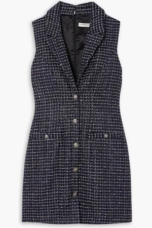 Alessandra Rich Sequined checked metallic bouclé-tweed mini dress - Blue